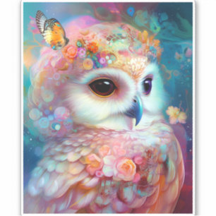 Pegatina Surreal Owl Fantasy Art