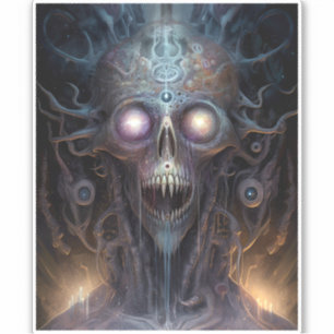 Pegatina Surreal Skull Arte de horror gótico