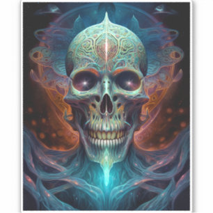 Pegatina Surreal Skull Arte de horror gótico