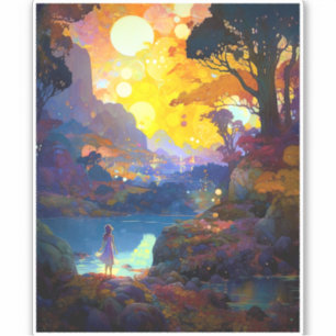 Pegatina Surrealista Fantasía Paisaje