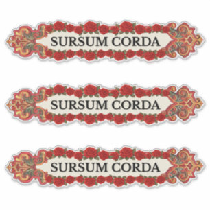 Pegatina Sursum Corda Vintage Rosa Católico