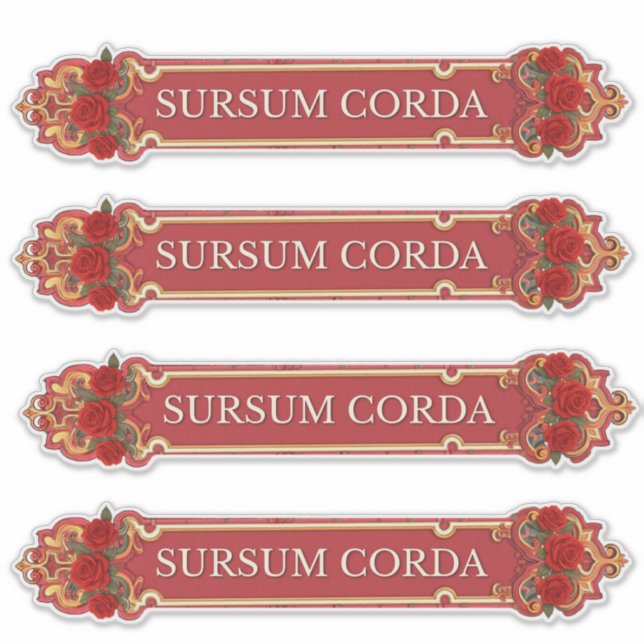 Pegatina Sursum Corda Vintage Rose Catholic  (Anverso)