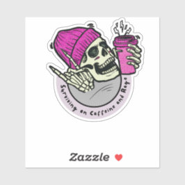 Pegatina Surviving on Caffeine and Rage