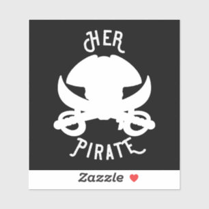 Pegatina Sus Huesos de Cráneo de Pirata y Espada Blanco sob