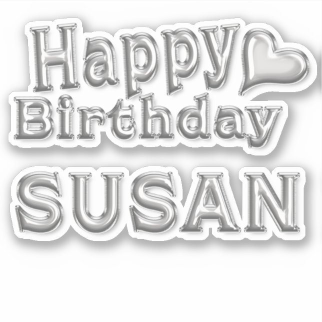 Pegatina Susan Happy Birthday silver Aufkleber Sticker (Anverso)