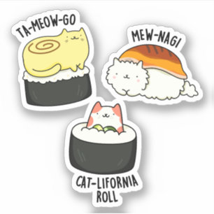 Pegatina Sushi Cats divertidos Sushi Pun