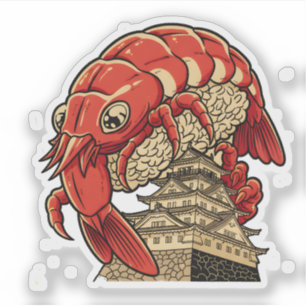 Pegatina Sushi de Camarón Adorable en Diseño de Arte de Cas