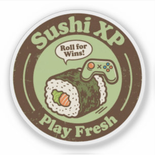 Pegatina Sushi XP Juega Roll Fresco Para Ganadores