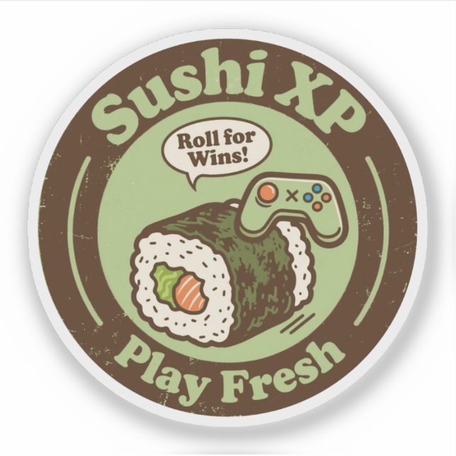 Pegatina Sushi XP Juega Roll Fresco Para Ganadores (Anverso)