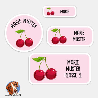 Pegatina Süße Kirsche Namensaufkleber rosa – 24er Set