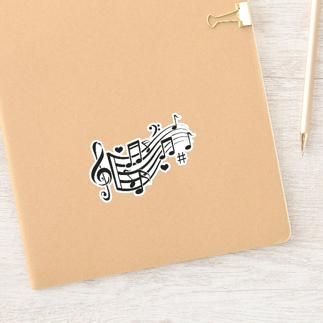 Pegatina Susurros armoniosos: Sienta el ritmo - Notas music (Cuaderno)