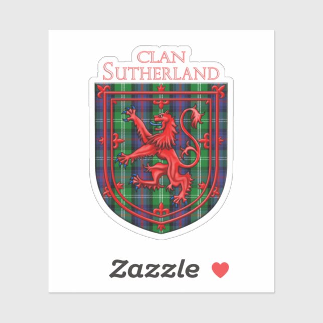 Pegatina Sutherland Tartan Scottish Plaid Lion Rampant (Hoja)