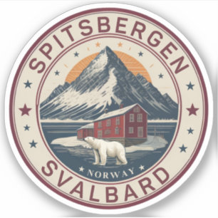 Pegatina Svalbard Spitsbergen Oso polar artístico, Noruega
