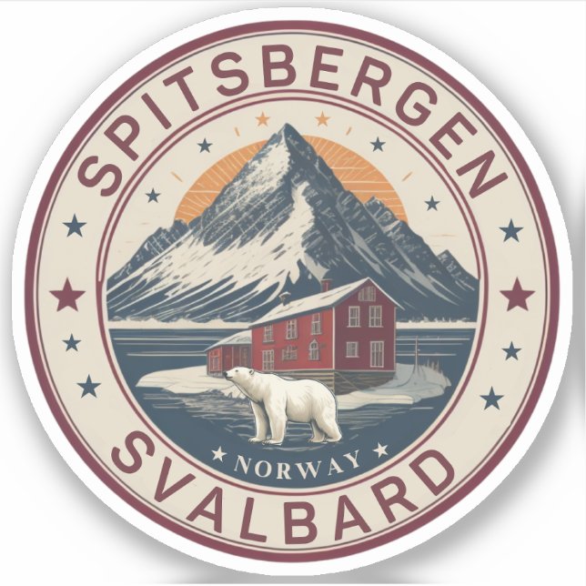 Pegatina Svalbard Spitsbergen Oso polar artístico, Noruega (Anverso)