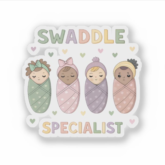 Pegatina Swaddle Specialist Cute Baby Illustration (Anverso)