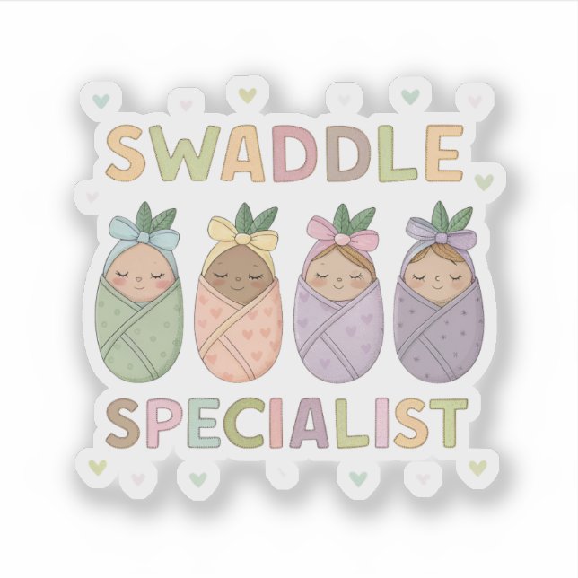 Pegatina Swaddle Specialist Pastel Baby Illustration (Anverso)