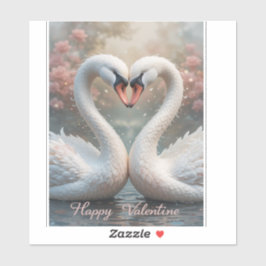 Pegatina Swan Love Valentine Elegant Romantic Bird