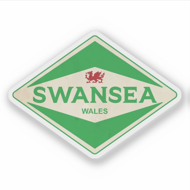 Pegatina Swansea Wales Vintage (Anverso)
