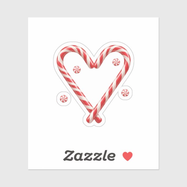 Pegatina Sweet Candy Cane Heart Christmas Love  (Hoja)