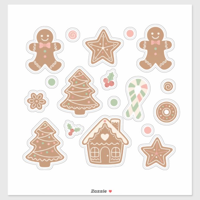 Pegatina Sweet & Cozy Gingerbread Cookies Pattern: Aestheti (Hoja)