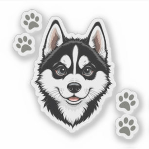 Pegatina Sweet Husky Puppy Siberian