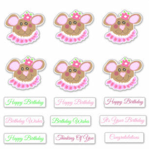 Pegatina Sweet Pink Teddy Bear Cumpleaños