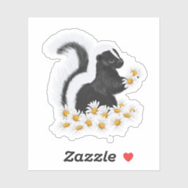 Pegatina Sweet Skunk with Daisies Sticker