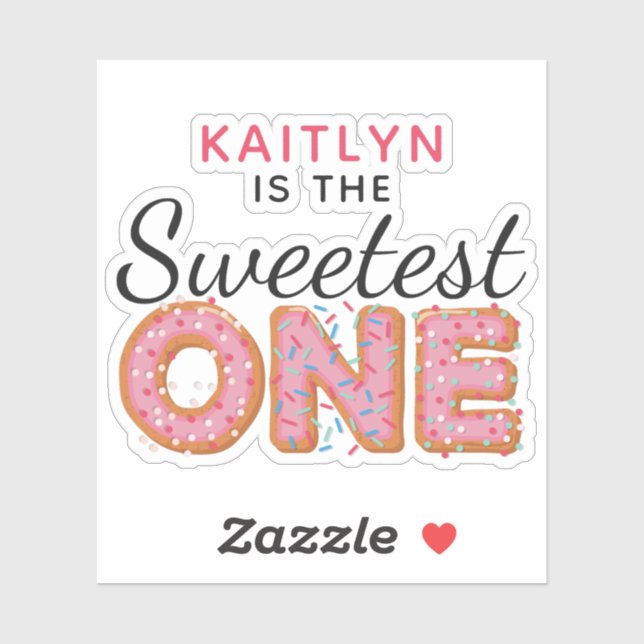 Pegatina SWEETEST ONE Pink Donuts Birthday Name Scrapbook (Hoja)