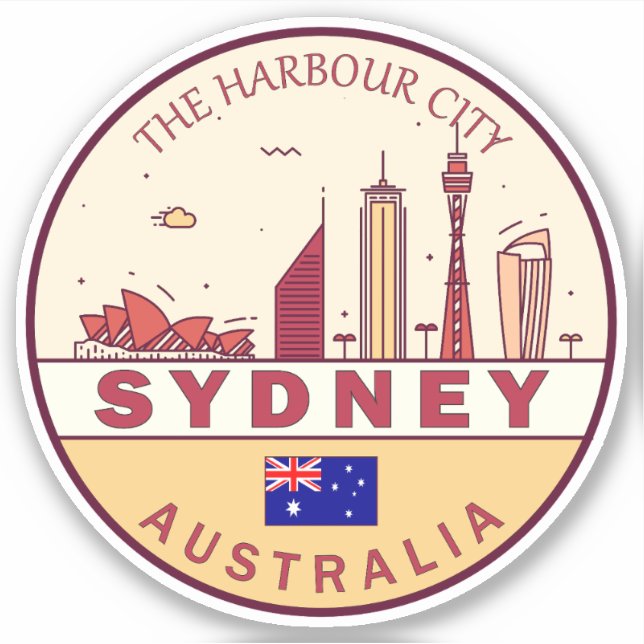Pegatina Sydney Australia City Skyline Emblem (Anverso)