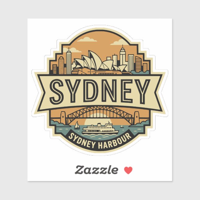 Pegatina Sydney Skyline Australia Opera House Travel Badge  (Hoja)