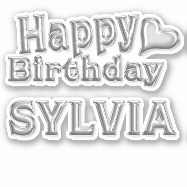 Pegatina Sylvia Happy Birthday silver Aufkleber Sticker (Anverso)