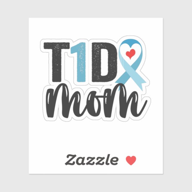 Pegatina T1D Mom Diabetes Awareness Ribbon Family Gift (Hoja)