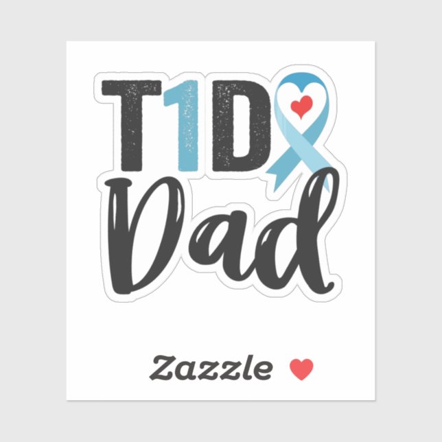 Pegatina T1D papá Diabetes Awareness Blue Ribbon Family Gif (Hoja)