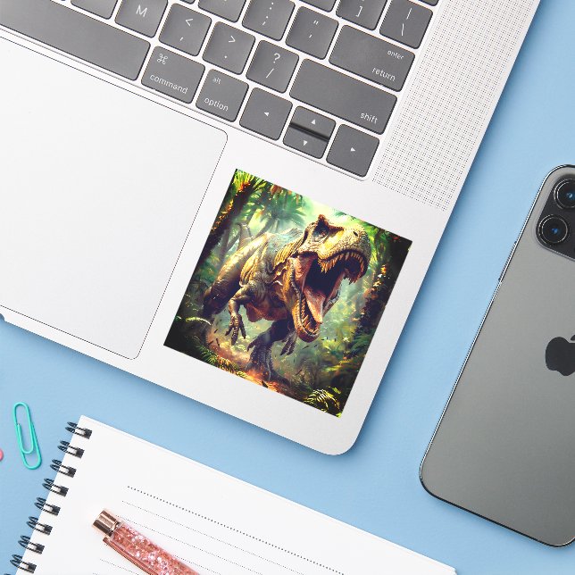 Pegatina T-Rex (Ordenado portátil con iPhone)