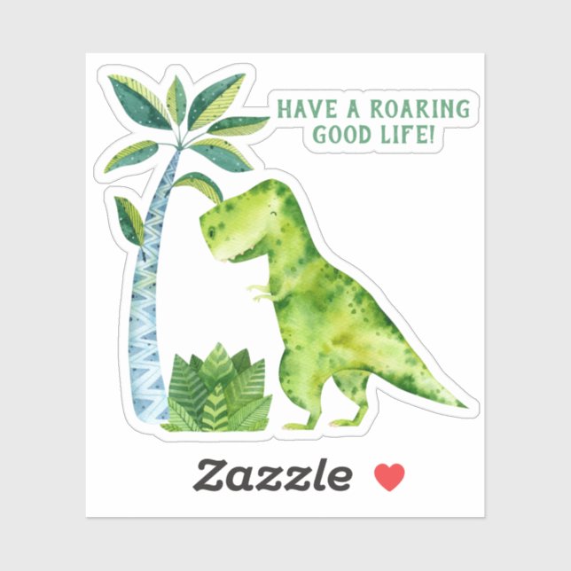 Pegatina *~* T-Rex Dinosaur Palm Tree Roaring Good Life (Hoja)