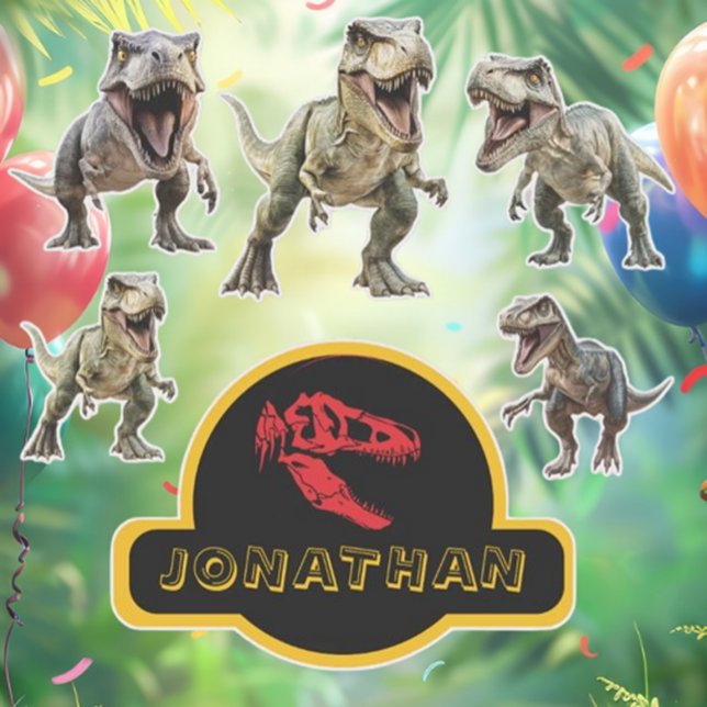 Pegatina T-Rex Suministros de su Fiesta (Unleash the roar of fun with our Dino-Mite T-Rex party supplies sticker! )