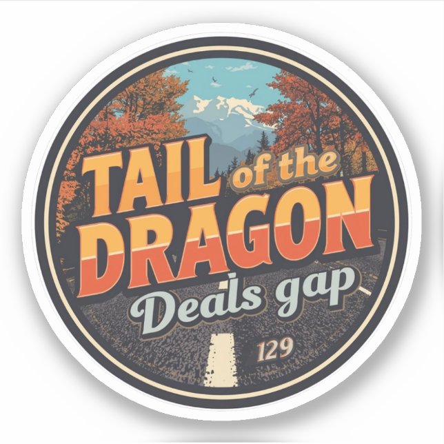 Pegatina Tail of the Dragon Deals 318 curves road trip  (Anverso)