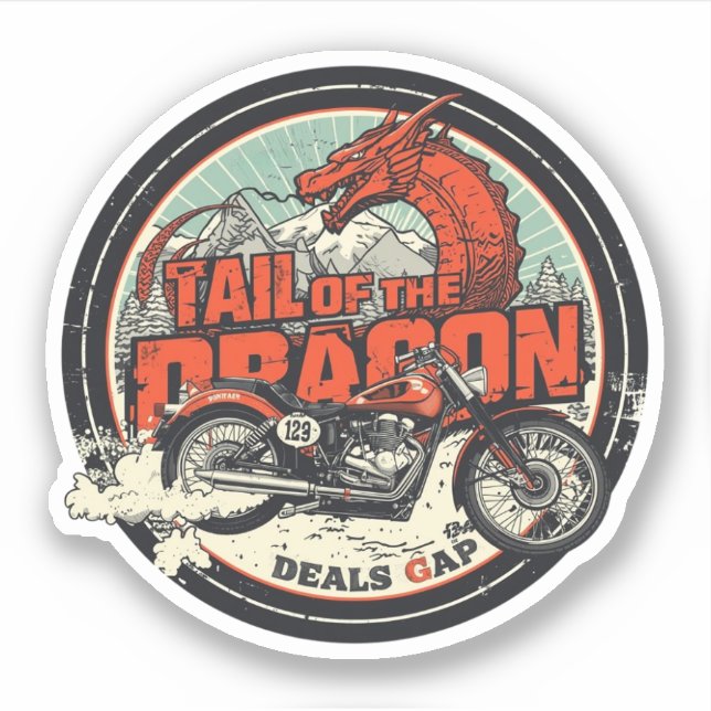 Pegatina Tail of the Dragon Deals Gap Motorcycle road trip  (Anverso)