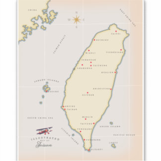 Pegatina Taiwan Vintage Map
