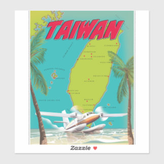 Pegatina Taiwan Vintage Map