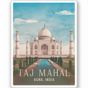 Pegatina Taj Mahal India Retro Scene
