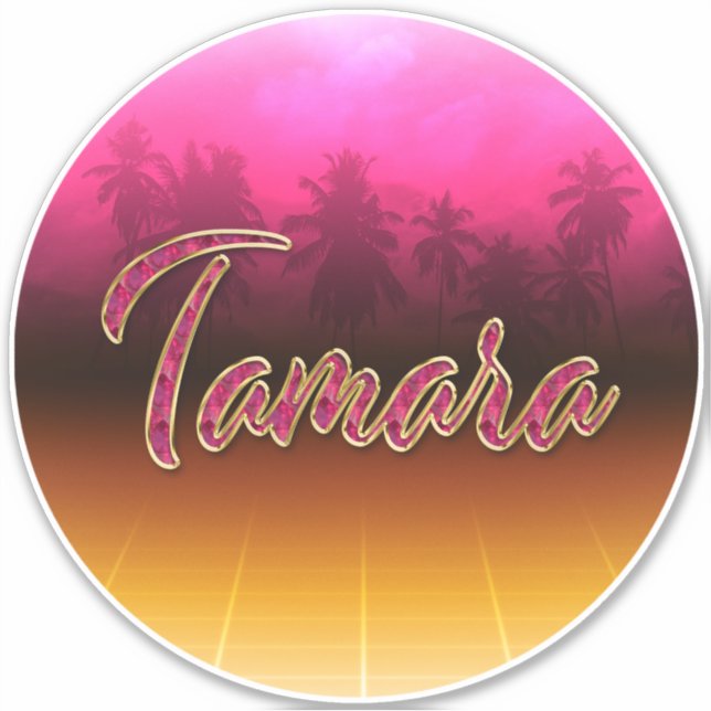 Pegatina Tamara Vorname Name golden pink Aufkleber Sticker (Anverso)