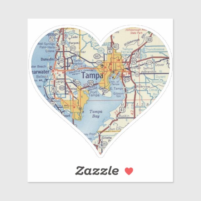 Pegatina Tampa FL Vintage Map (Hoja)