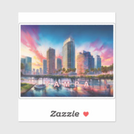 Pegatina Tampa Skyline Resumen de arte