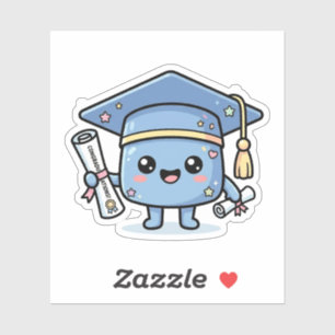 Pegatina Tapa de Graduación Kawaii Diploma Bonito Clase de