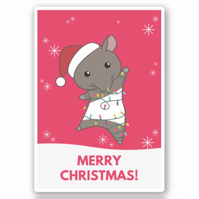 Pegatina Tapir Christmas Tapire Winter Animals Sticker (Anverso)