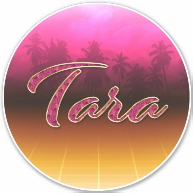 Pegatina Tara Vorname Name golden pink Aufkleber Sticker (Anverso)