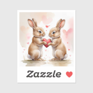 Pegatina Tarjeta Bunny romántica