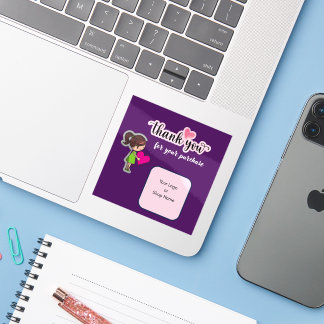 Pegatina Tarjeta de agradecimiento personalizada para las e