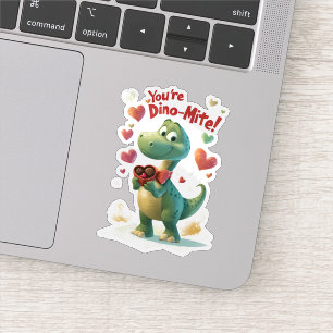 Pegatina Tarjeta de El día de San Valentín para niños Dino-
